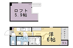 ハーモニーテラス淀新町II 1Kの間取図画像