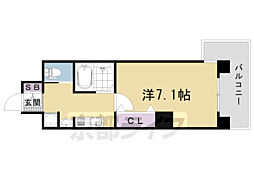 UnCastello西院 1Kの間取図画像