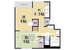 モンターニュ嵯峨 2DKの間取図画像