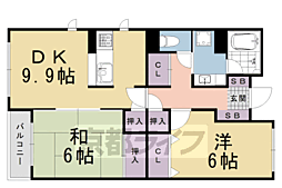 レジディア太秦 2LDKの間取図画像