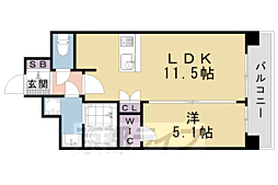 CRYSTALGLANZ京都西大路 1LDKの間取図画像