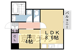 フォース桂 1LDKの間取図画像