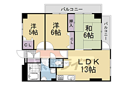 ラ・ペルル城陽 3LDKの間取図画像
