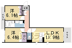 セントリヴィエ京都芝野 2LDKの間取図画像