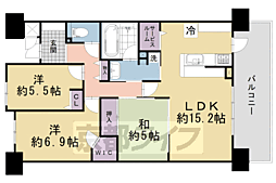 パデシオン六地蔵ザ・タワーレジデンス 3SLDKの間取図画像