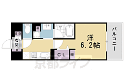 ASVER京都四条西院 1Kの間取図画像
