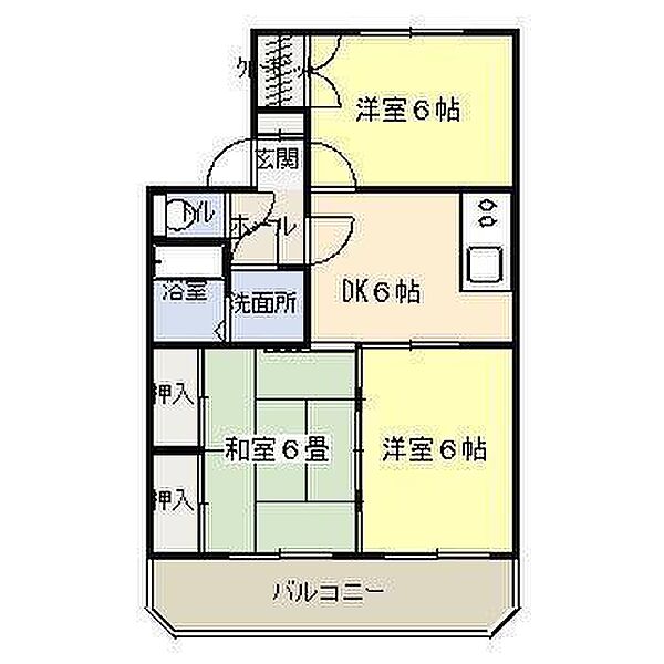 ジェネシス大島Ａ棟 207｜宮崎県宮崎市大島町平原(賃貸マンション3DK・2階・57.85㎡)の写真 その2