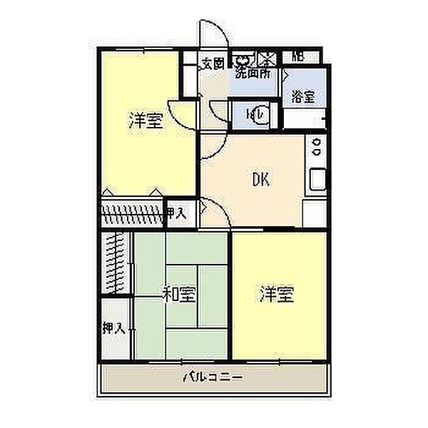 サングリーン藤沢II 303｜宮崎県宮崎市大島町立野(賃貸マンション3DK・3階・56.85㎡)の写真 その2