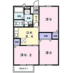 プリエールハイツ　Ａ 2階3DKの間取り