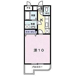 ラフィ−ナサイト2 4階1Kの間取り