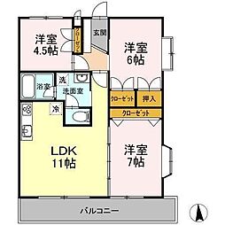 ラーバンハイツ 1階3LDKの間取り