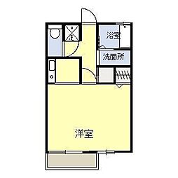サンフィールド 2階1Kの間取り