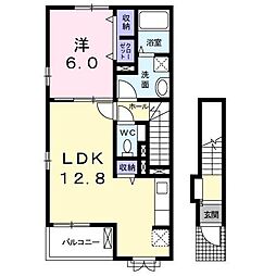 ロード早水　I 2階1LDKの間取り