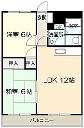 メゾンドTAHARA2 2LDKの間取図画像