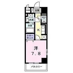 サンライズ 江平中町 1Kの間取図画像