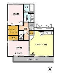 セジュール早水1 2LDKの間取図画像