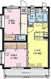 グレイスプルメリア 2LDKの間取図画像