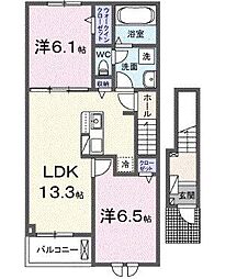 仮)赤江アパートII 2LDKの間取図画像