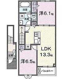 仮)赤江アパートII 2LDKの間取図画像