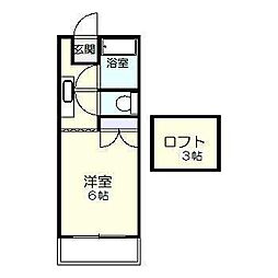 メイプルコート一万城A ワンルームの間取図画像