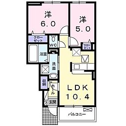 ラピスコート 2LDKの間取図画像