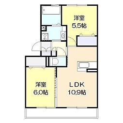 リアントゥール 2LDKの間取図画像