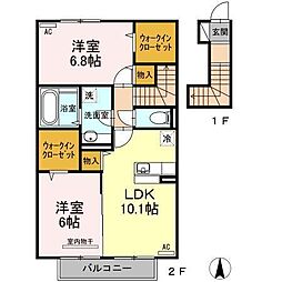 エスポワールタカムラ3A 2LDKの間取図画像