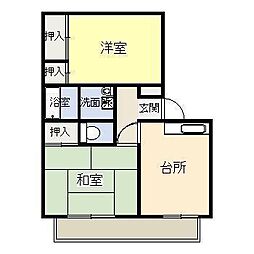 ブライトハイツ月見ケ丘弐番館 2DKの間取図画像