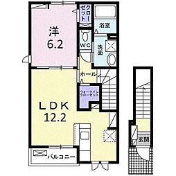 プルミエール 春 II 1LDKの間取図画像