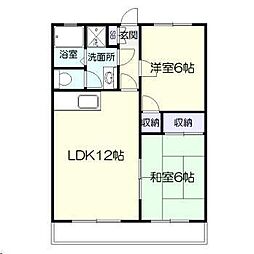 オアシス加納2 2LDKの間取図画像