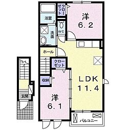 ラ・メゾン・ミニョン2 2LDKの間取図画像
