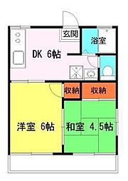 フローラル加納B棟 2DKの間取図画像