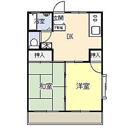 多田コーポM棟 2DKの間取図画像