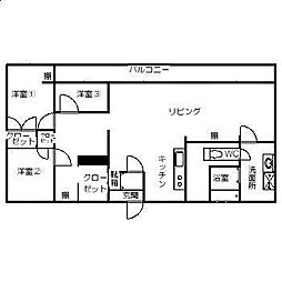 中川ビル 3LDKの間取図画像