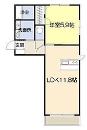 グランディール 1LDKの間取図画像