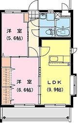 リヴェールMYM2 2LDKの間取図画像
