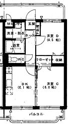 グリーンハートヒロ 2DKの間取図画像