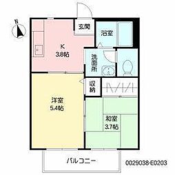 サンシャイン平野五番館 2Kの間取図画像