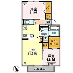 ラ・ヴェスタ2 2LDKの間取図画像