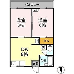 ストリーム原田 2DKの間取図画像