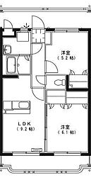 メゾンドール花山手2 2LDKの間取図画像