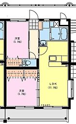 ローズマリーA 2LDKの間取図画像