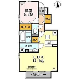 ルームケースリーA 1LDKの間取図画像