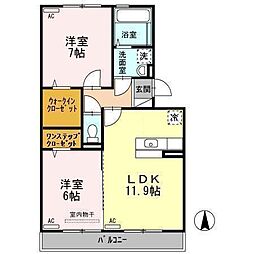 エスペランサA 2LDKの間取図画像