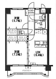ユーミー新城 2LDKの間取図画像