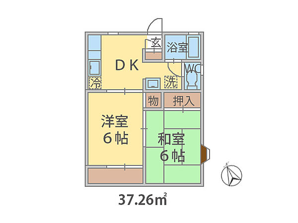 千葉県松戸市栄町(賃貸アパート2K・2階・37.26㎡)の写真 その2