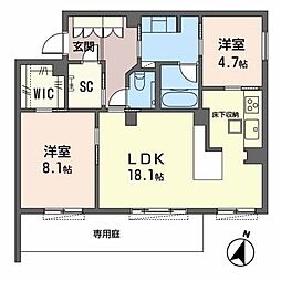 JR東海道・山陽本線 芦屋駅 徒歩20分の賃貸マンション 1階2LDKの間取り