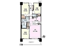 アデニウム府中白糸台 3LDKの間取図画像