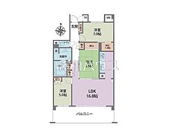 グレーシアシティ立川ブロードウイング 3LDKの間取図画像