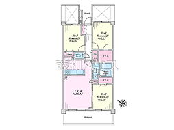 クレストフォルム高幡不動 3LDKの間取図画像